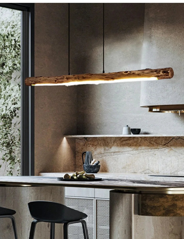 Lámpara colgante nórdica de madera para comedor