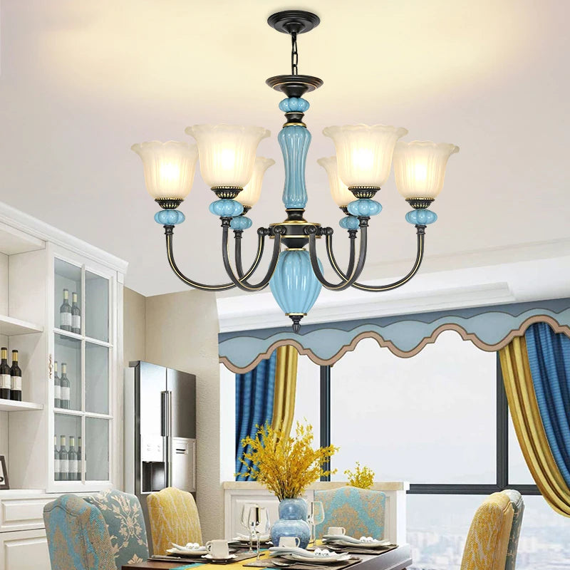 Retro Rustic Crystal Chandelier Dining Room Light