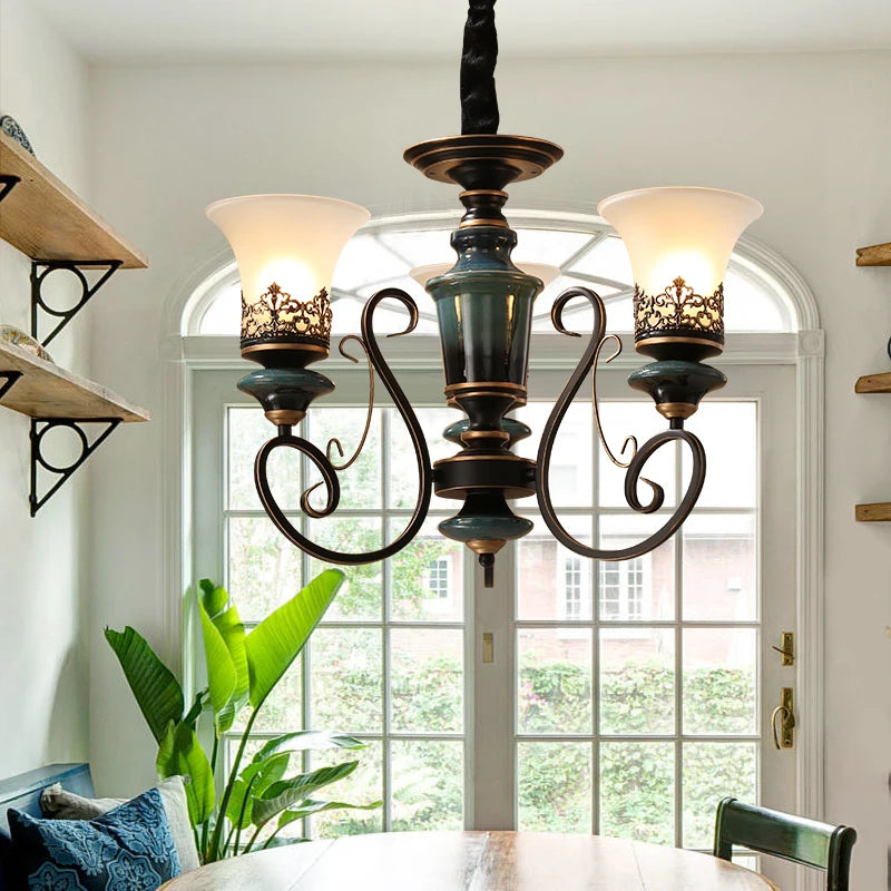 European Luxury Glass Chandelier Iron Frame