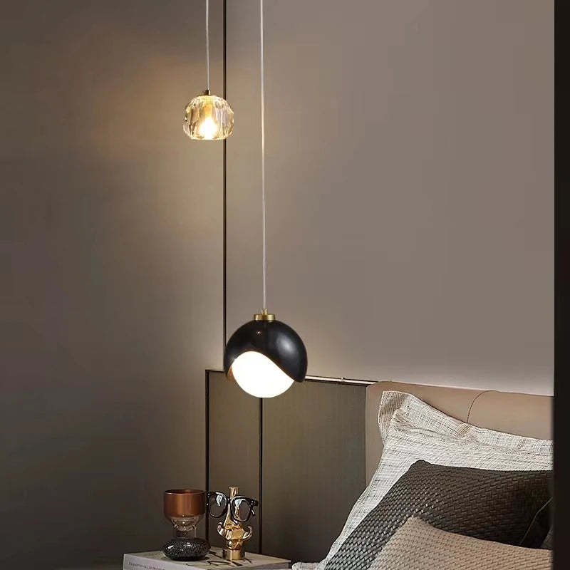 Nordic Minimalist Crystal Glass Pendant Light Bedroom