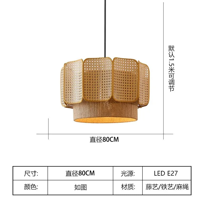 Bohemian Rattan Pendant Light for Dining Room