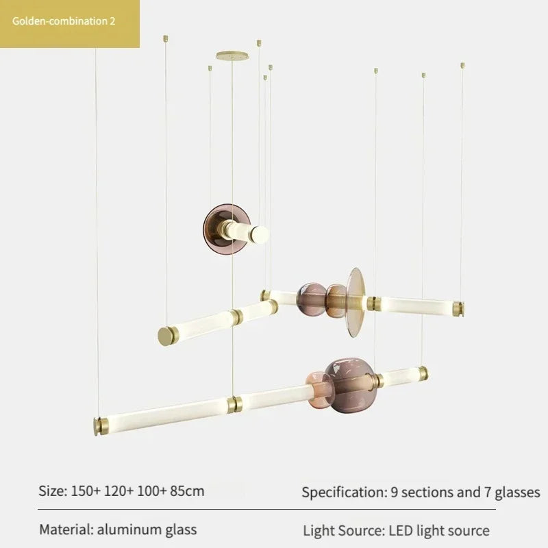Lámpara colgante de cristal minimalista con detalles de latón
