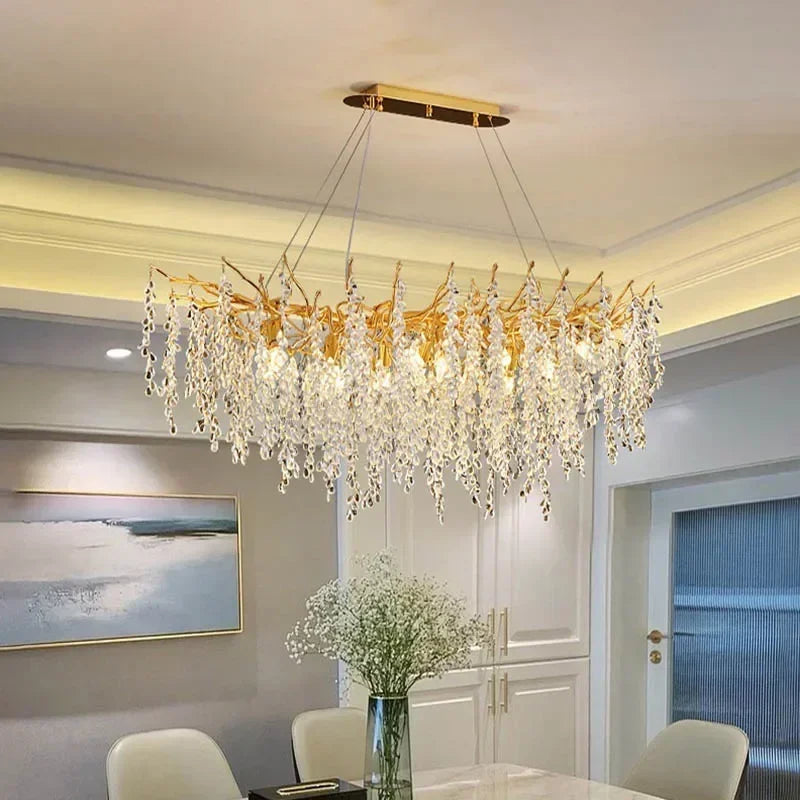 Branch-Shaped Modern Crystal LED Chandelier Pendant Light