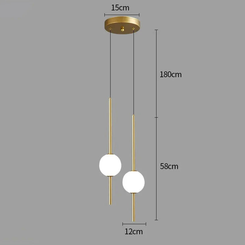Nordic Glass Pendant Light with Brass Rod