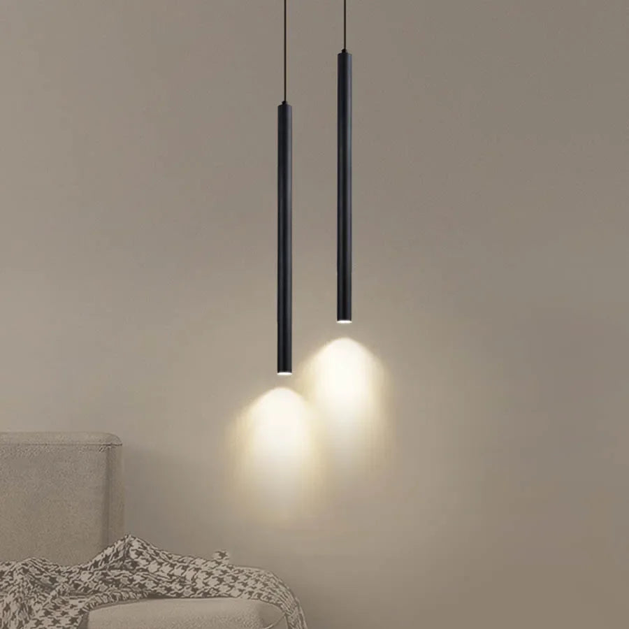 Lámpara colgante tubular de hierro minimalista para dormitorio