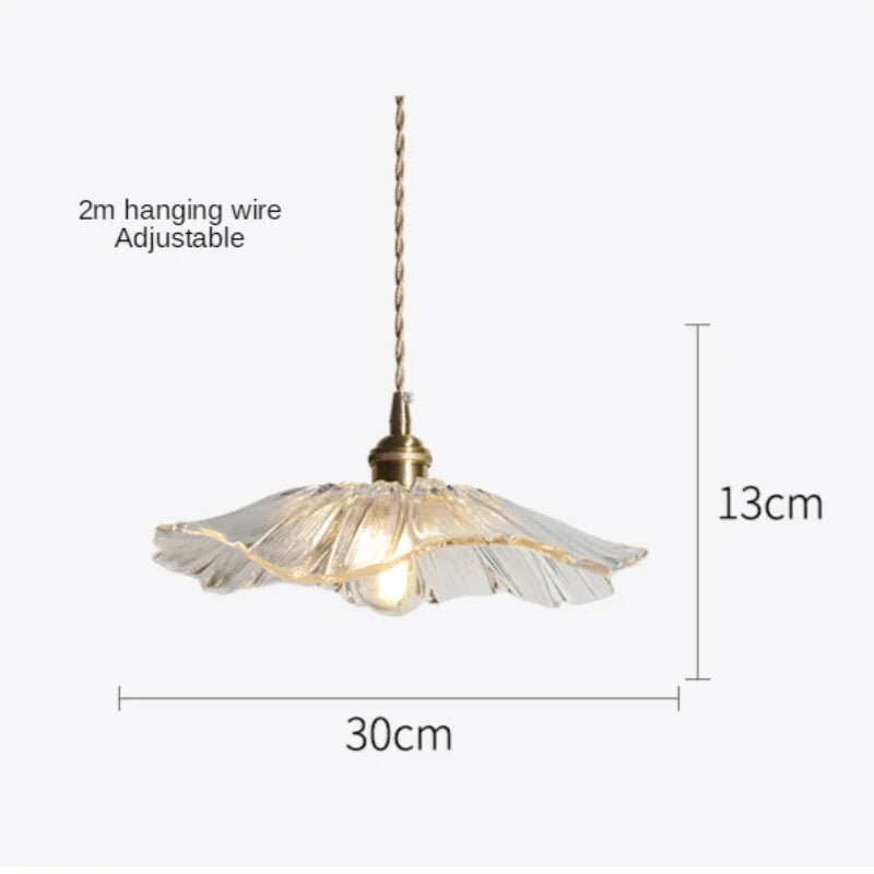 Lámpara colgante nórdica de cristal con forma de flor para dormitorio