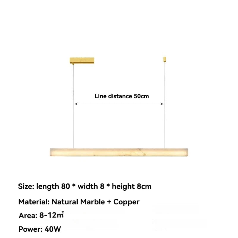 Minimalist Marble LED Pendant Light Linear Hanging
