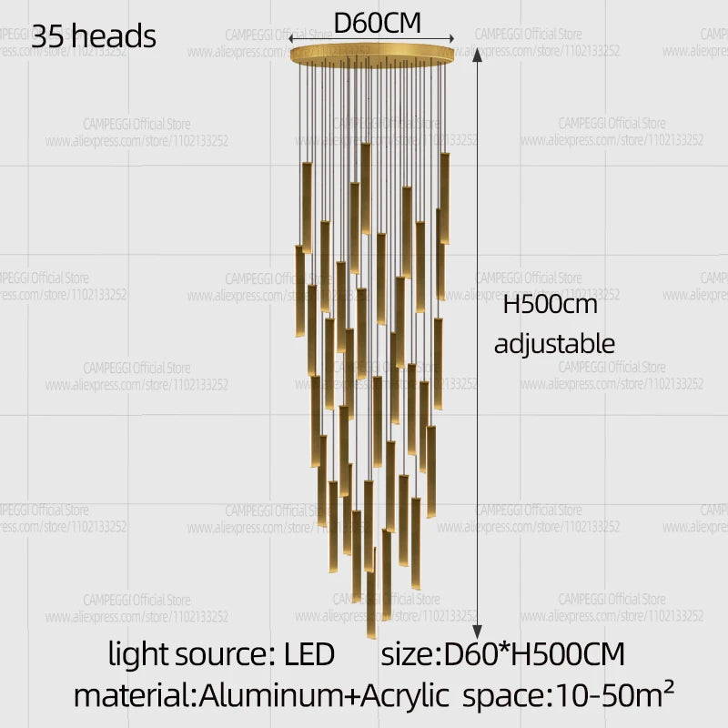 Minimalist Aluminum Pendant Light for Staircase