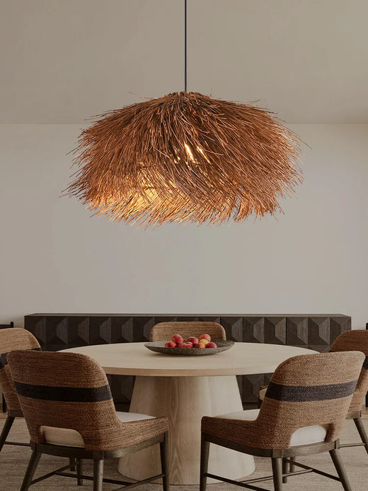 Wabi Sabi Hand Woven Seagrass Pendant Light for Dining Room