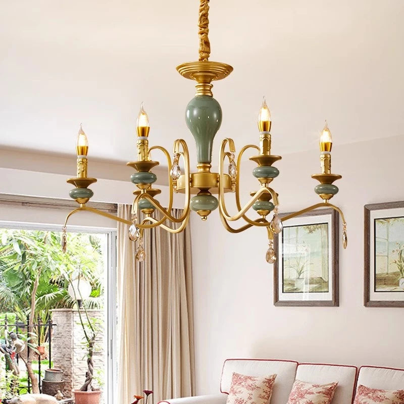 Mediterranean Ceramic Chandelier - Elegant Living Room Lighting