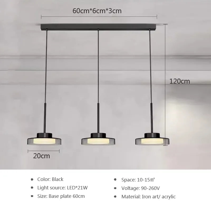 Lámpara Colgante Minimalista de Hierro y Acrílico para Comedor