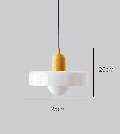 Retro Two Tone Glass Mushroom Pendant Light for Cafe and Dining Room