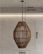 Retro Rattan Pendant Light with LED
