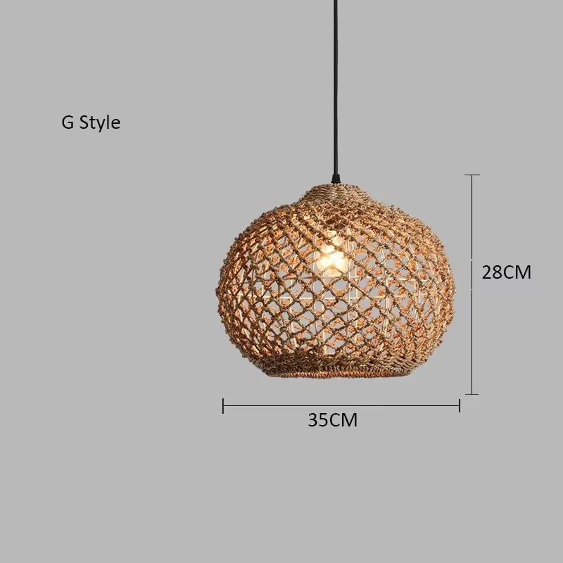 Bohemian Rattan Woven Pendant Light for Dining