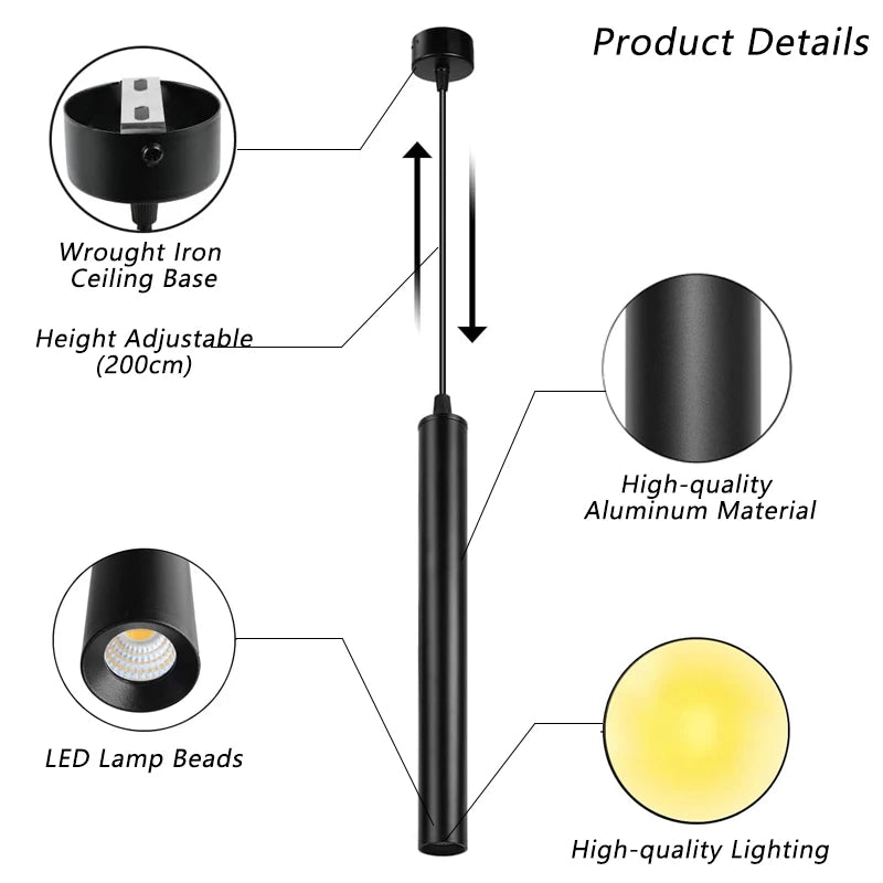 Minimalist Aluminum Pendant Light Adjustable