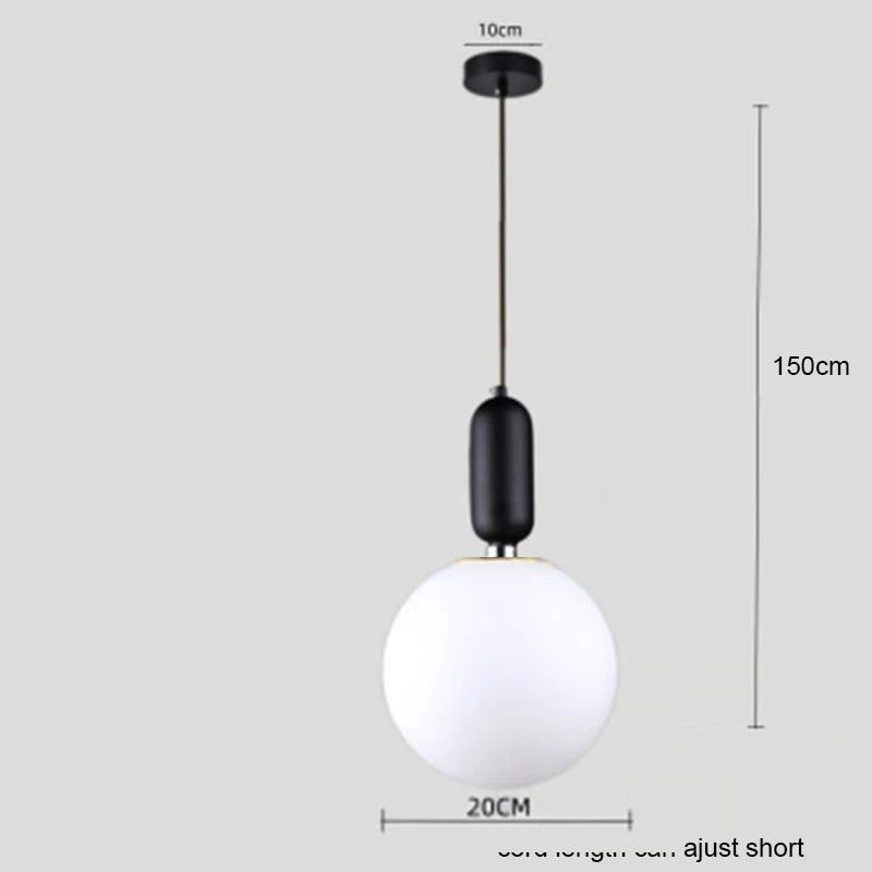 Nordic Glass Ball Pendant Light Brass Iron Hanging Lamp