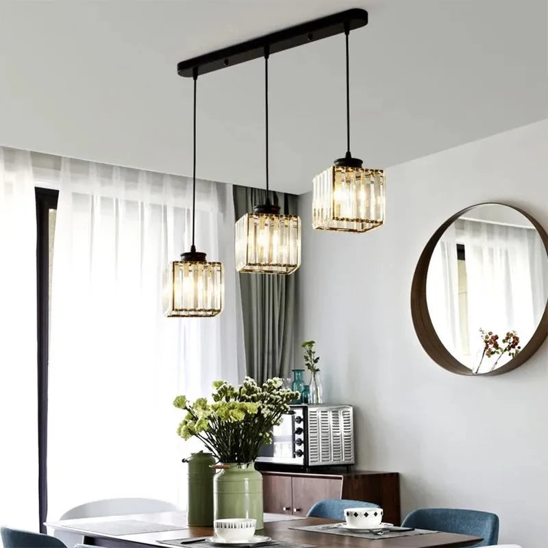 Nordic Crystal Glass Pendant Light - 3 Head
