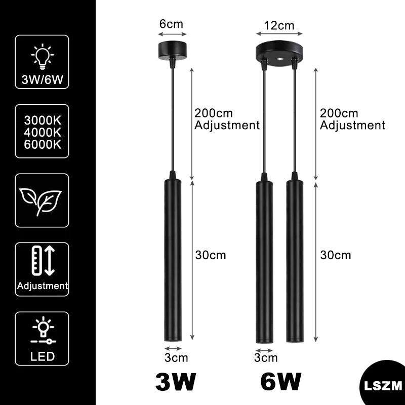 Minimalist Aluminum Pendant Light Adjustable