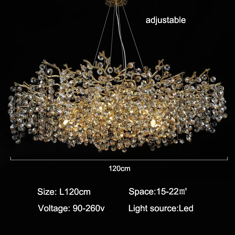 Modern Gold Branch Crystal Chandelier for Dining Room