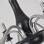 Retro Metal Chandelier with Dark Wood Accents