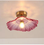 Vintage Flower Glass Pendant Light Collection with Brass Fitting for Bedroom