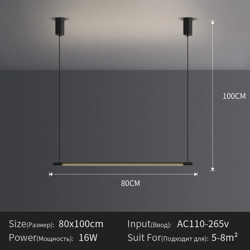 Minimalist Iron Linear Pendant Light for Dining