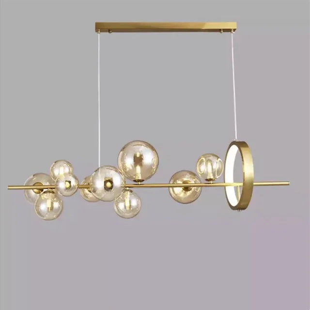 Modern Ring Glass Ball LED Chandelier Iron Frame
