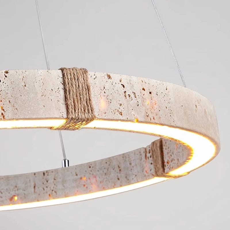 Minimalist Travertine Stone Pendant Light for Dining