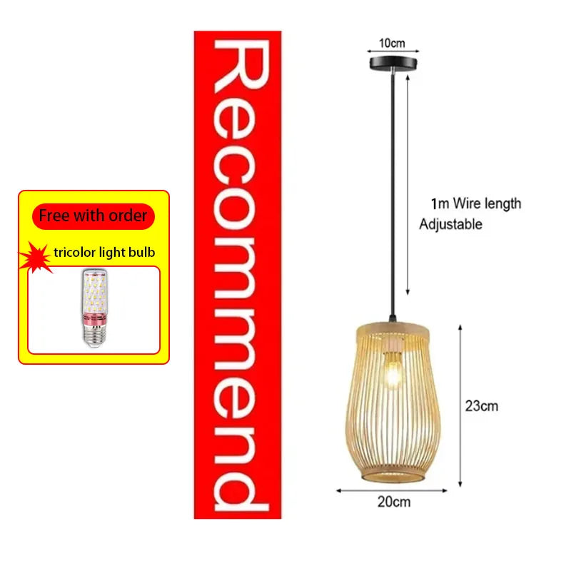 Bamboo Rattan Woven Pendant Light Chandelier