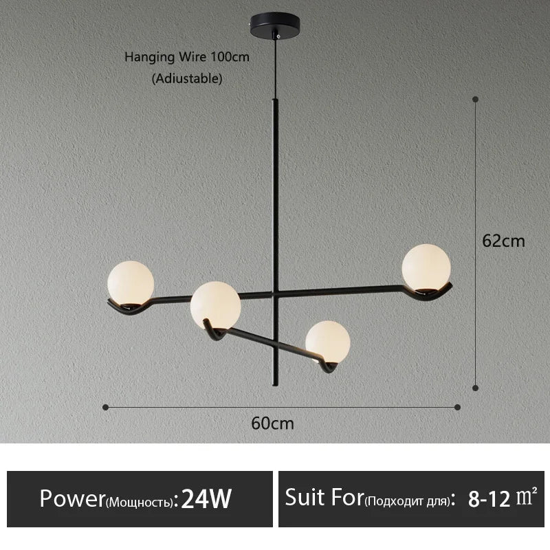 Minimalist Iron Glass Pendant Light for Living Room