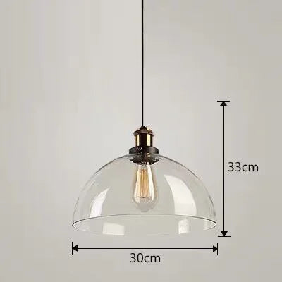 Industrial Clear Glass Pendant Light with Antique Brass Fitting for Bar