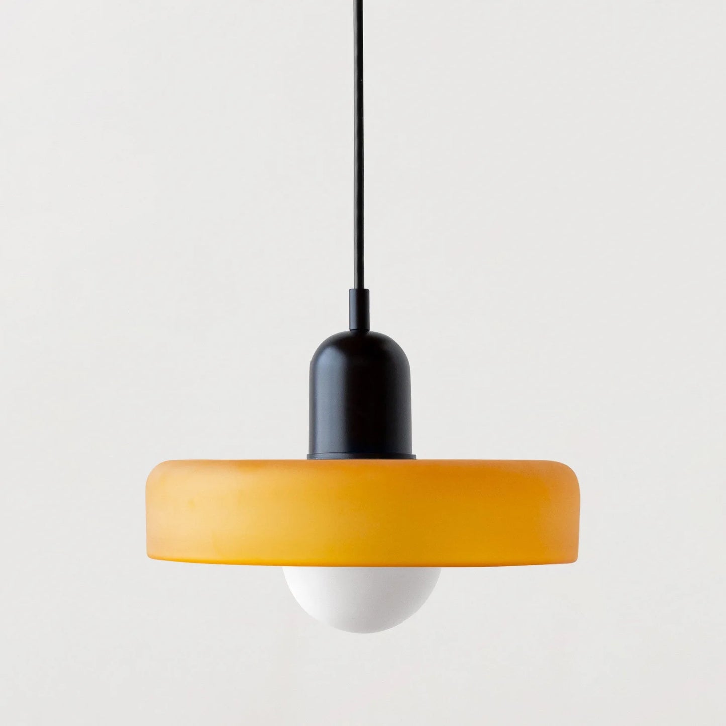 Nordic Glass Pendant Light with Colored Metal Shade