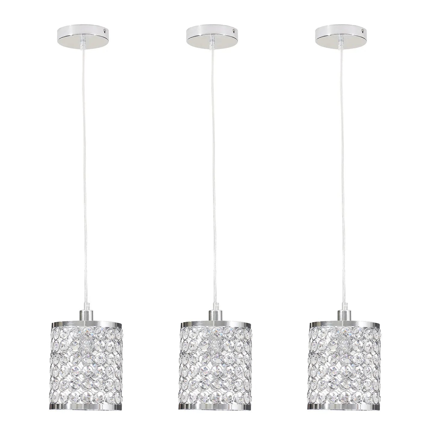 Crystal Pendant Light Modern Kitchen Island Lighting Adjustable White