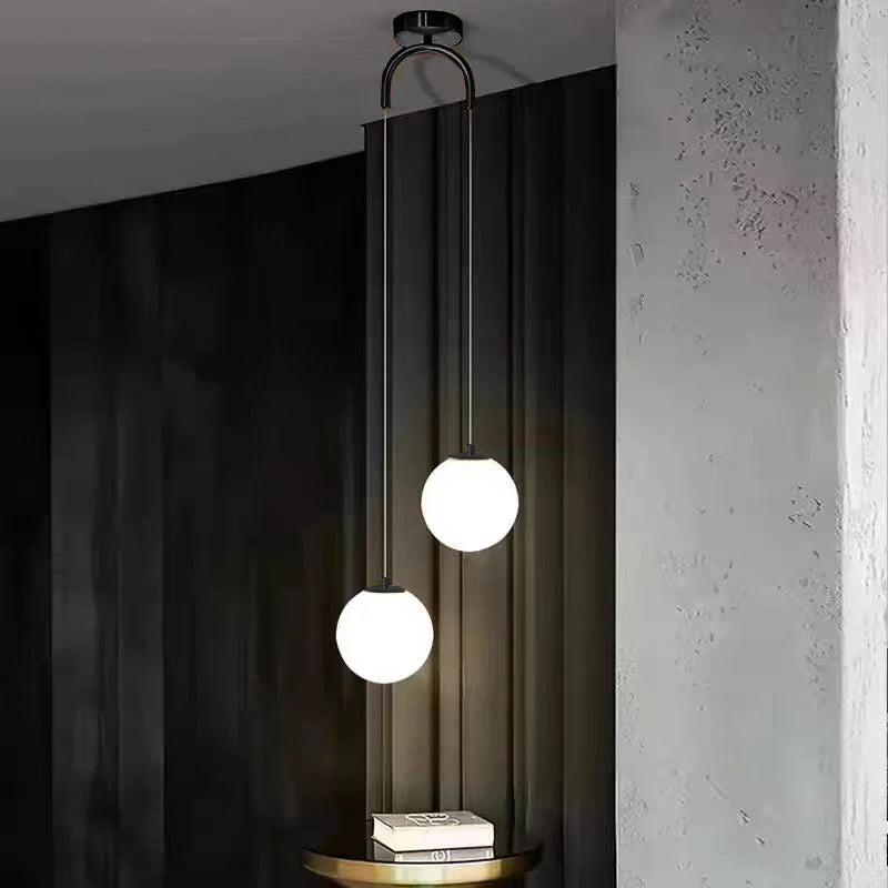 Nordic Glass Ball Pendant Light Brass Iron Hanging Lamp