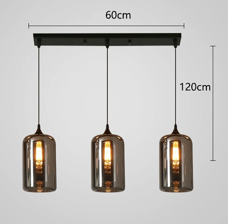 Nordic Smoke Glass Pendant Light for Dining Room