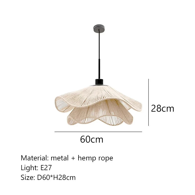 Wabi Sabi Hemp Rope Pendant Lamp Industrial Zen