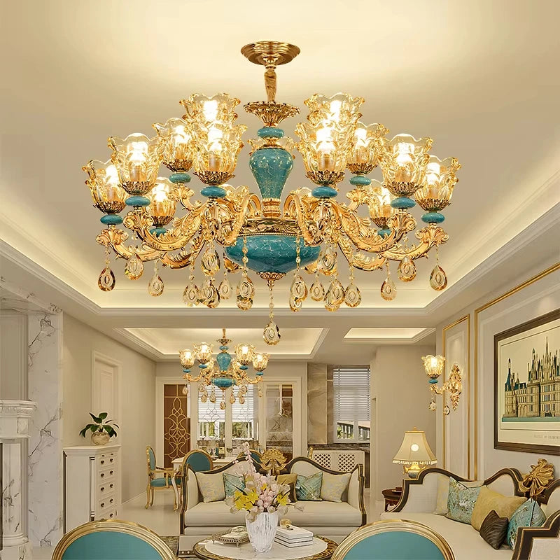 European Ceramic Chandelier Luxury Hall Light