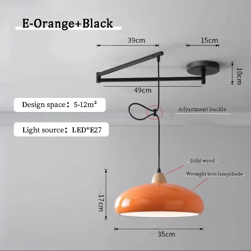 Nordic Iron Swing Arm Pendant Light for Dining Room
