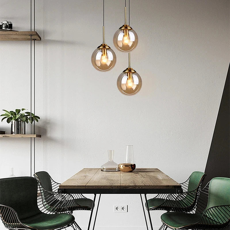 Nordic Glass Metal Pendant Light for Dining Room