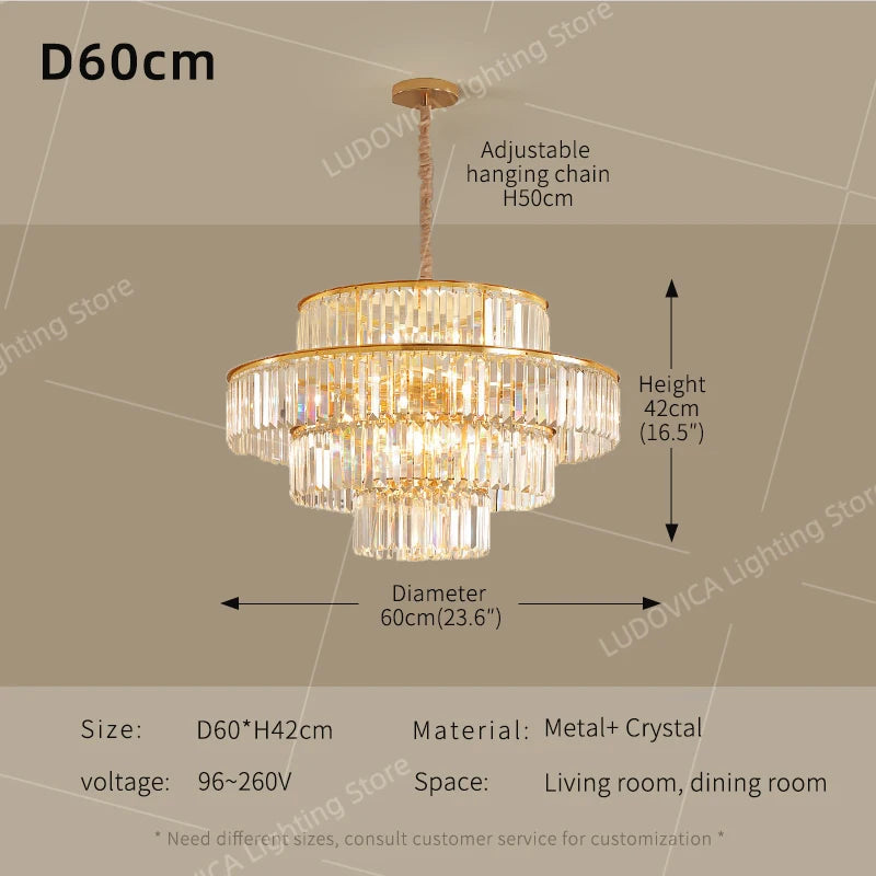 LED Crystal Chandelier - Luxury Dining Room Pendant