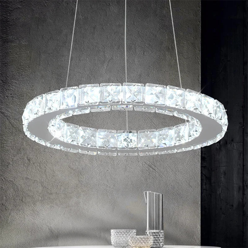 Luxury Crystal Twist Ring Chandelier in Gold for Dining Room