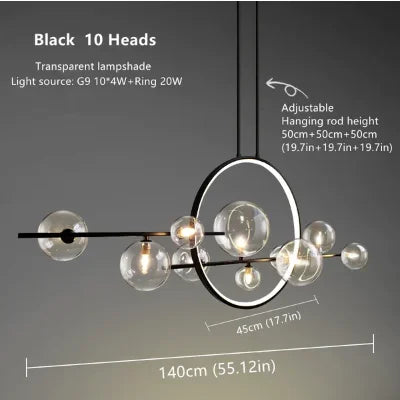 Nordic Glass Pendant Light with Iron Frame