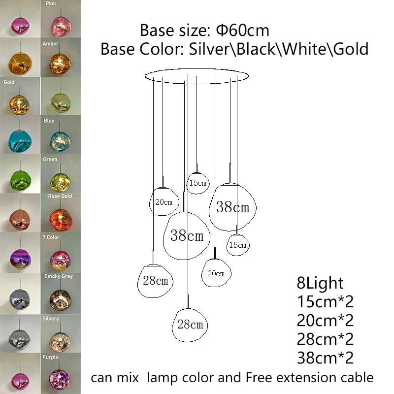 Nordic Glass Pendant Light - Lava Design Hanging Lamp