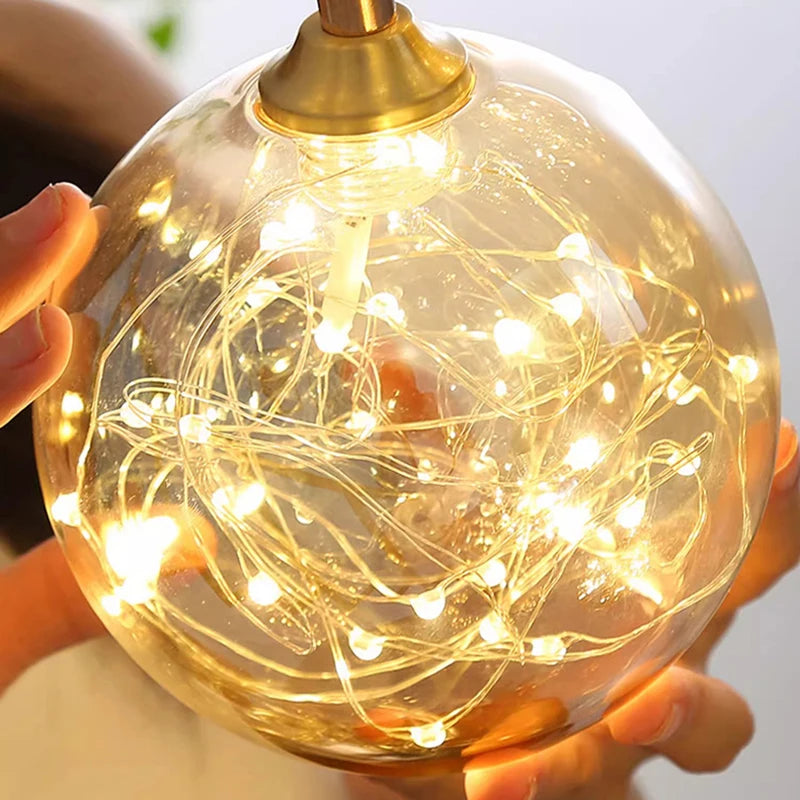 Lámpara colgante de esfera de cristal nórdico para hueco de escalera