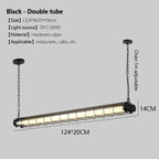 Industrial Iron Pendant Light Long Bar LED Hanging Lamp