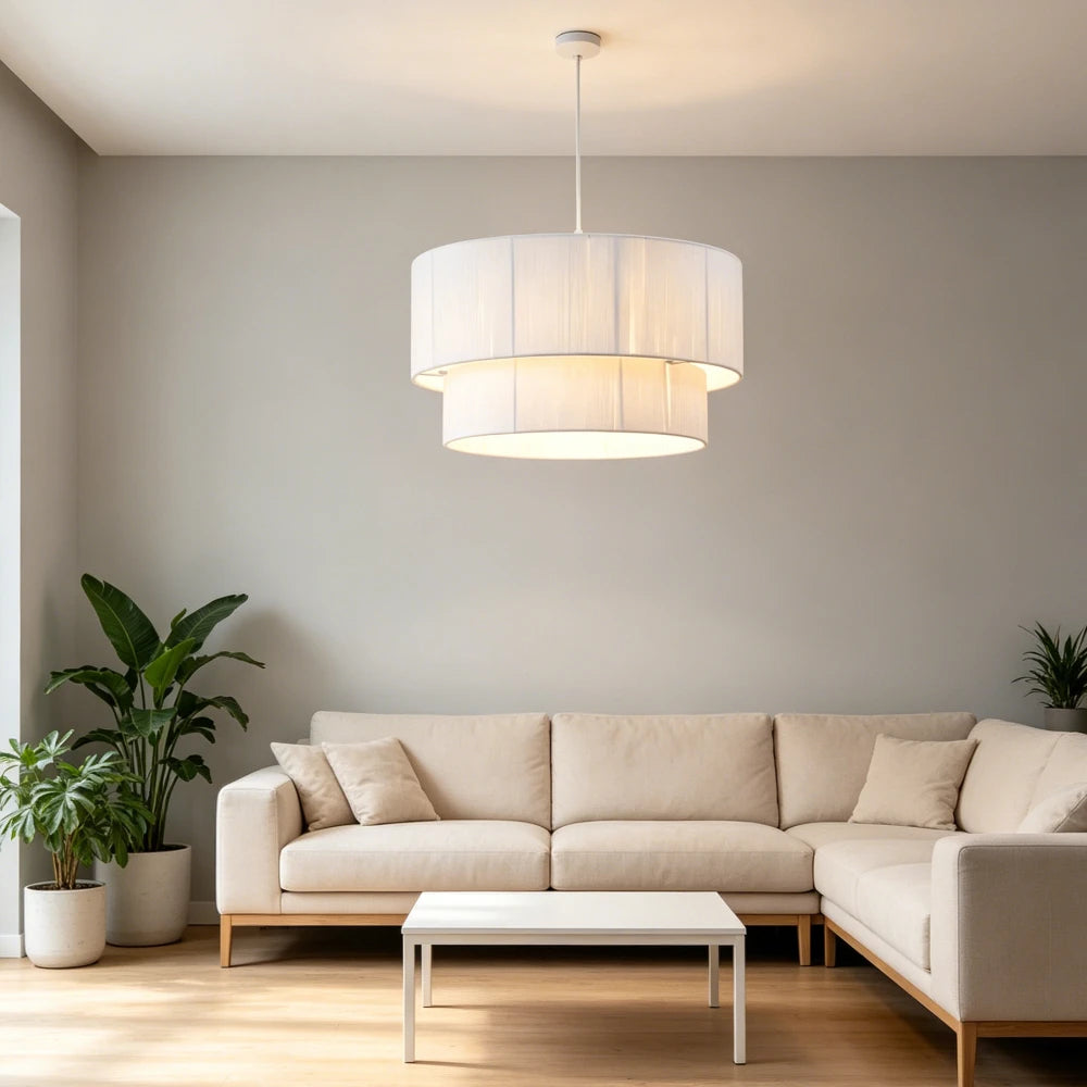 Minimalist Rattan Pendant Light with Hemp Rope Shade