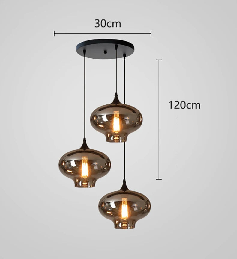 Lámpara colgante de cristal ahumado nórdico para comedor