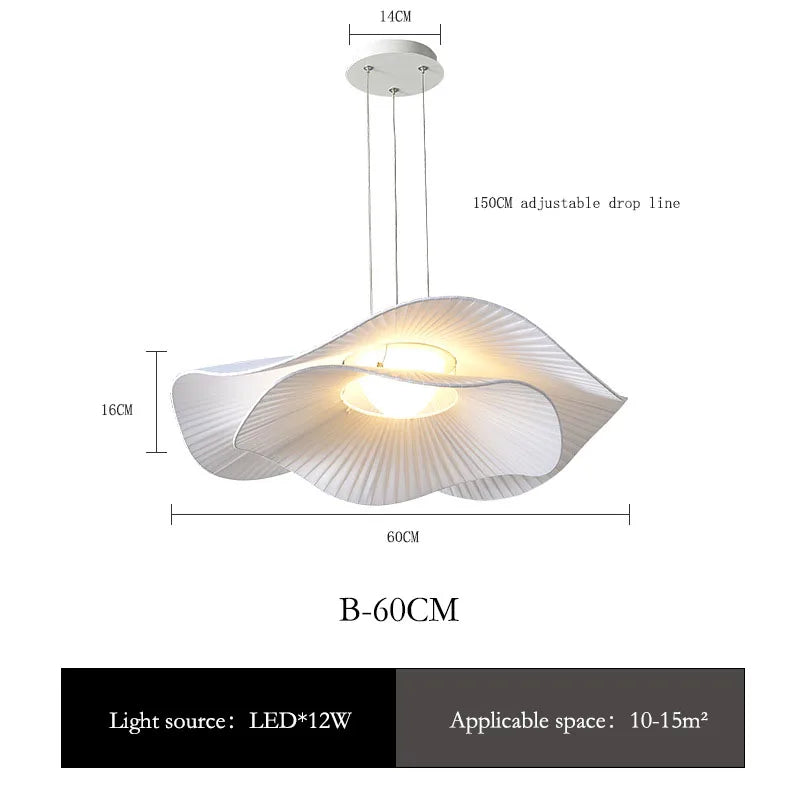 Minimalist White Fabric Pendant Light for Dining Room
