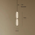 Modern Stacked Ribbed Glass Capsule Pendant Light in Black and Copper