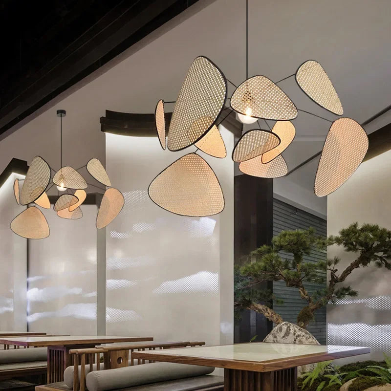 Modern Rattan Petal LED Pendant Lamp